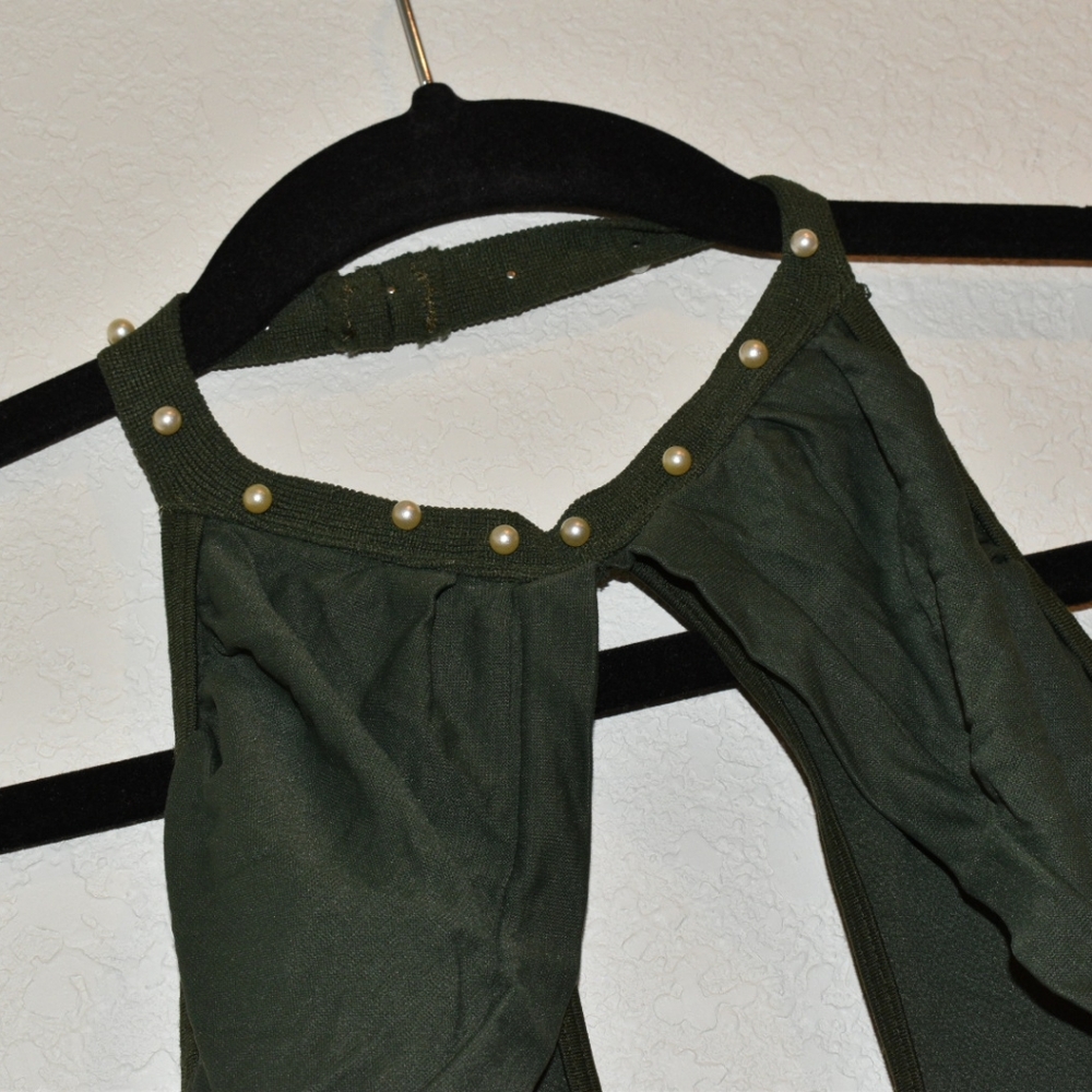Green Stretchy Ruffle Halter Top - Picture 3 of 3
